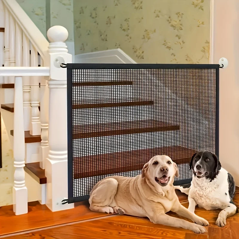 A synthetic pet isolation net - indoor dog and cat safety barrier, no need to drill holes to install guide rails and guardrails