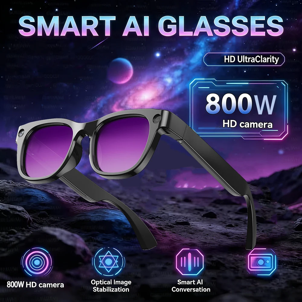 

Новые умные очки с ИИ 2026 года: камера 800 Мп, запись видео 1080P, синхронный перевод, звонки по Bluetooth, воспроизведение музыки, запись голоса, солнцезащитные очки