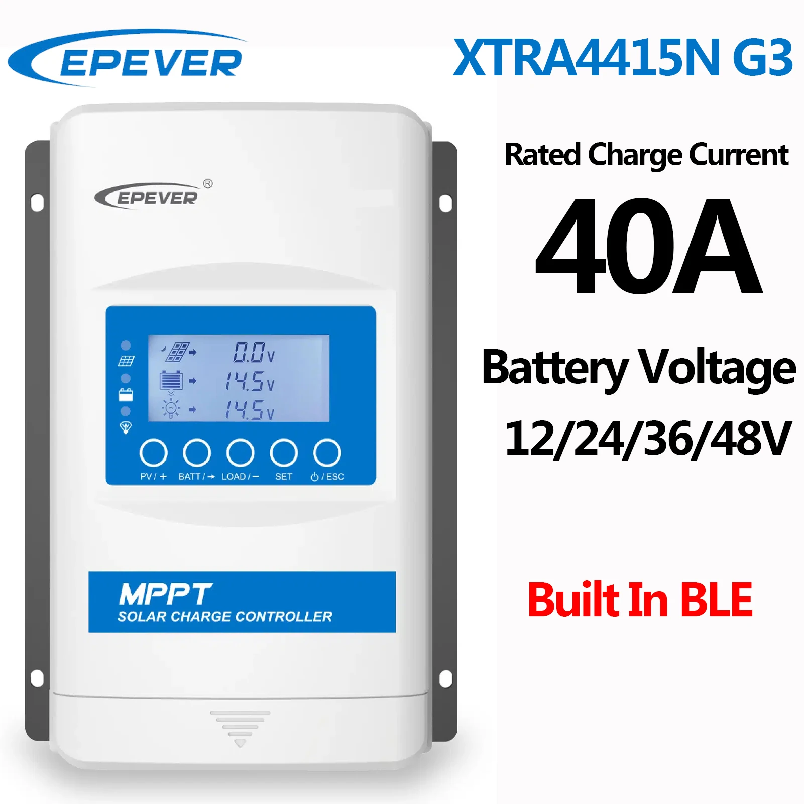 

EPEVER New Update XTRA4415AN G3 BLE 40A MPPT Solar Charge Controller Max PV Input 150V Auto Identify Battery Voltage