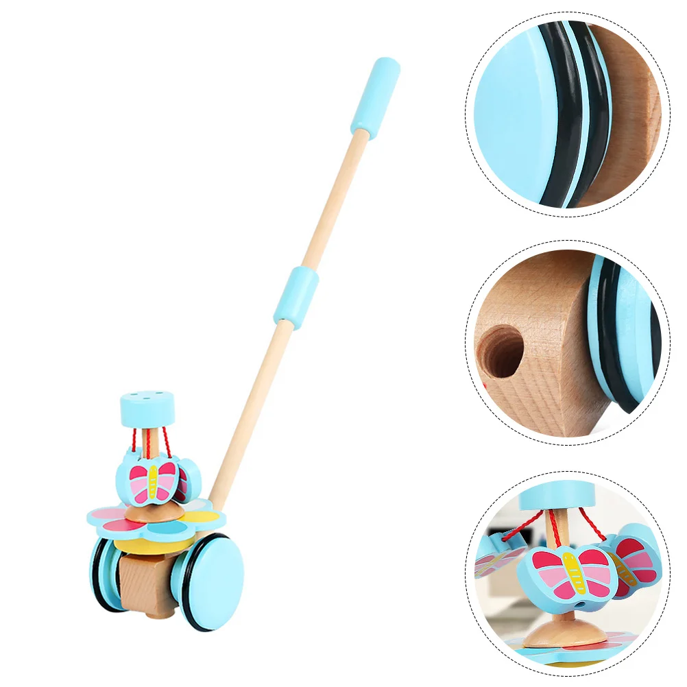 1 pièces réglable dessin animé rotation en bois enfant en bas âge chariot bébé marche apprentissage jeu éducatif couleur aléatoire chariot en bois jouet