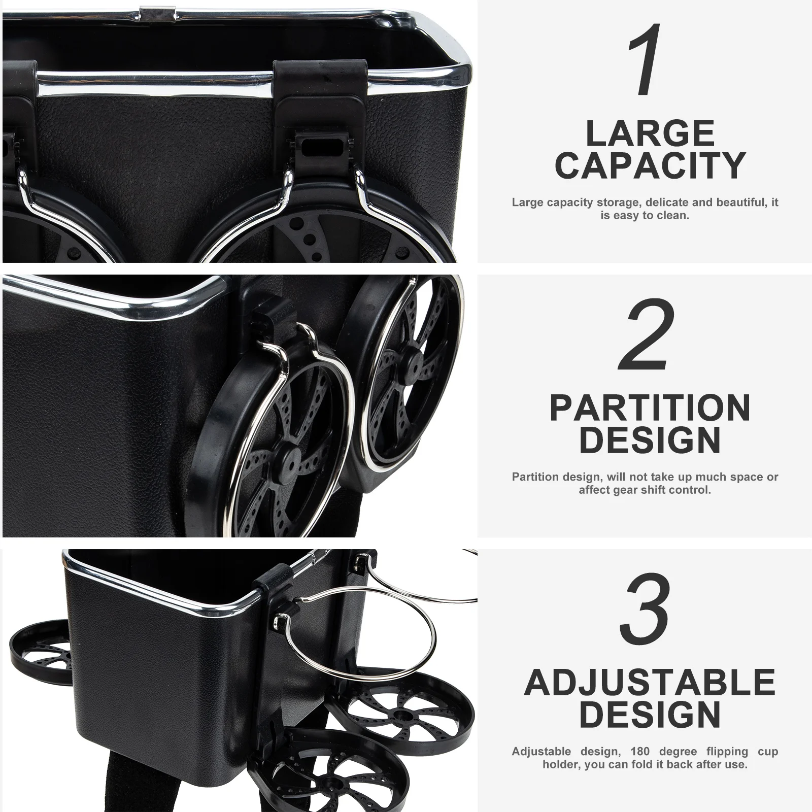 Auto-armsteun opbergdoos Middenconsole Organizer ABS roestvrij staal Grote capaciteit Flip 180 graden bekerhouder Auto-organizer