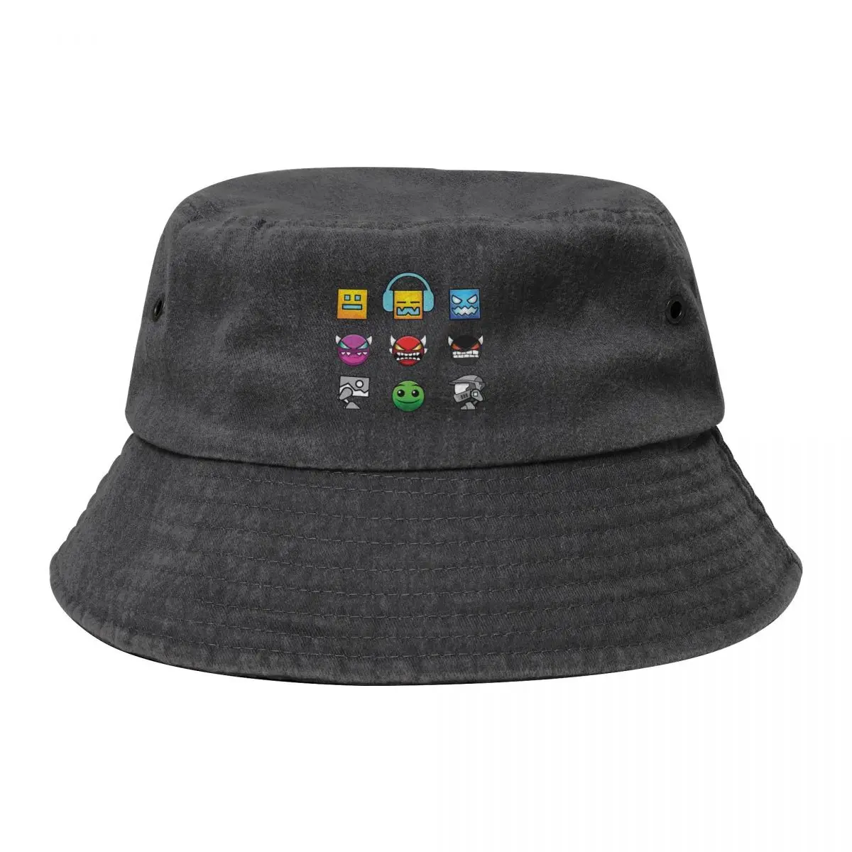 Geometry Dash Unblocked Level Bucket Hat Cotton Beach Travel Outdoor Baseball Cap Fisherman Hat