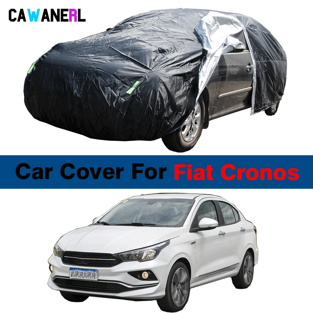 

Black Full Car Cover For Fiat Cronos 2018-2023 Waterproof Sun UV Snow Rain Ice Wind Scratch Prevent Outdoor Cover