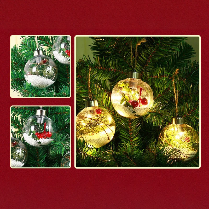 Kerst Led Bulb Ball Kerstboom Ornament Decoratie Hanger Gloeilamp Transparant Vakantie Feest Te Vieren Sfeer