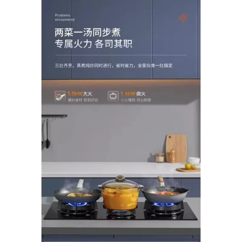 Multi-Burner Household Gas Stove: Three-Burner, New Embedded, Natural Gas/Liquefied Gas with Fire Protection