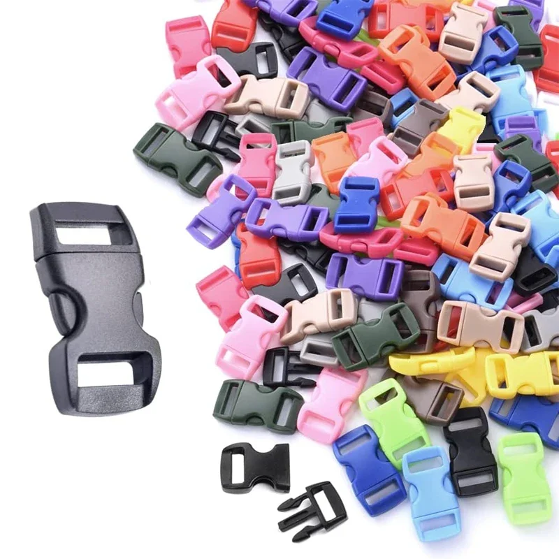 100Pcs 10mm Curve Contoured Side Release Buckle For Paracord Bracelet Bags Plastic Buckle DIY Pet Release Buckle Craft Accessory