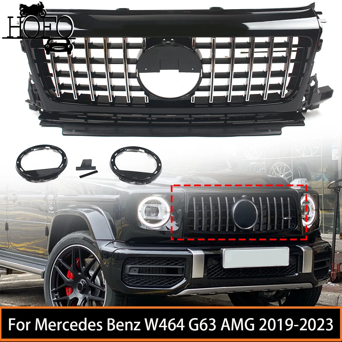 Car Accessories Front Grill Grille Bumper Grill Exterior Part For Mercedes Benz W464 G63 AMG 2019-2023 GT-R Style