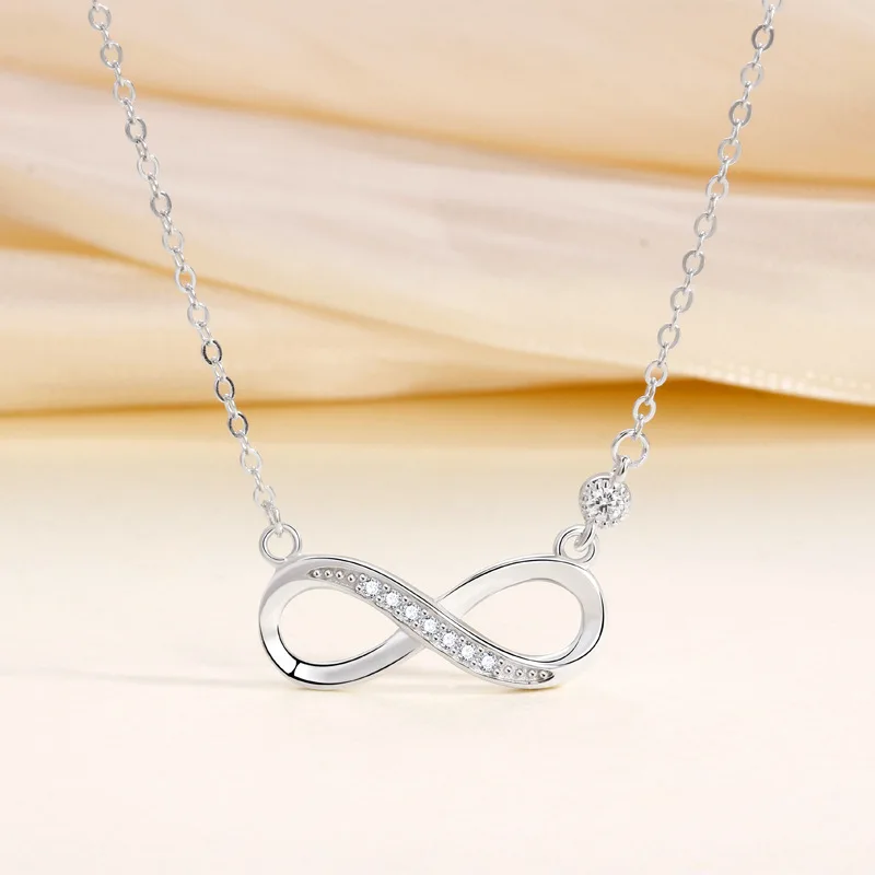 Sparkling 6.5MM Moissanite Necklace S925 Sterling Silver Infinity Heart Pendant Necklace for Women Valentine's Day Jewelry Gift