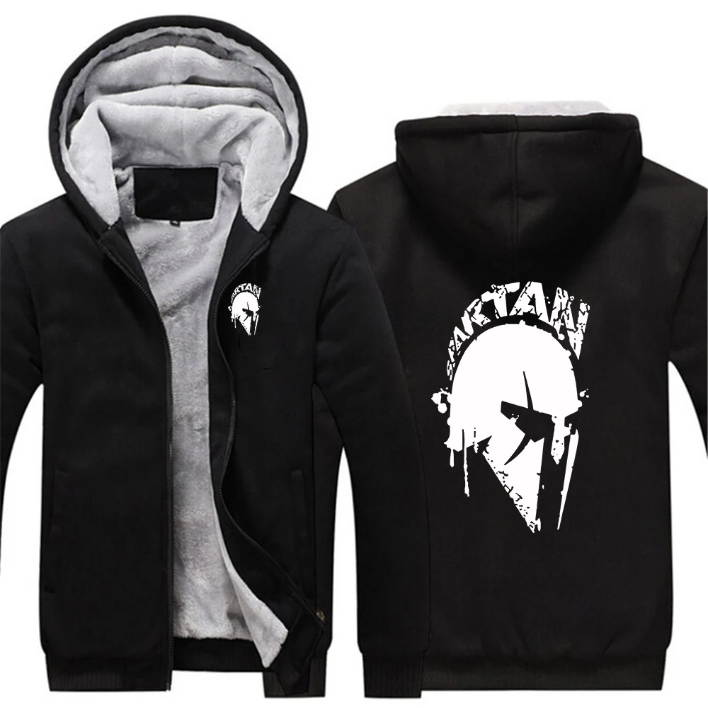 

Retro Spartan Men's thick fleece sweater is suitable for keeping warm in winter with cotton lining inside hoodies jacket