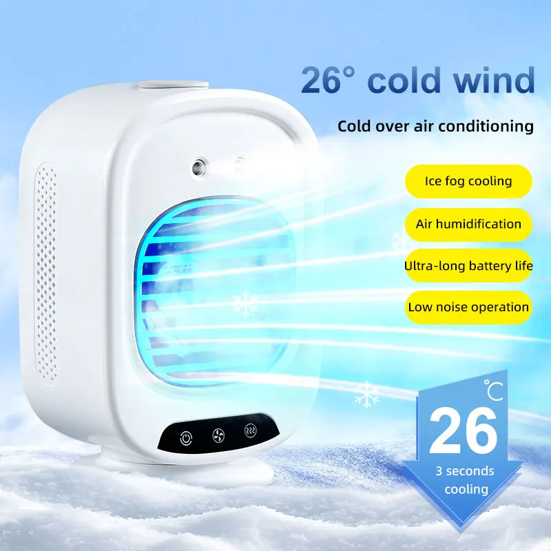 Portable Humidifier Fan Three In One, Mini USB Air Conditioning Fan,With Battery, Home Fun Air Cooler Humidifier，Outdoor Camping