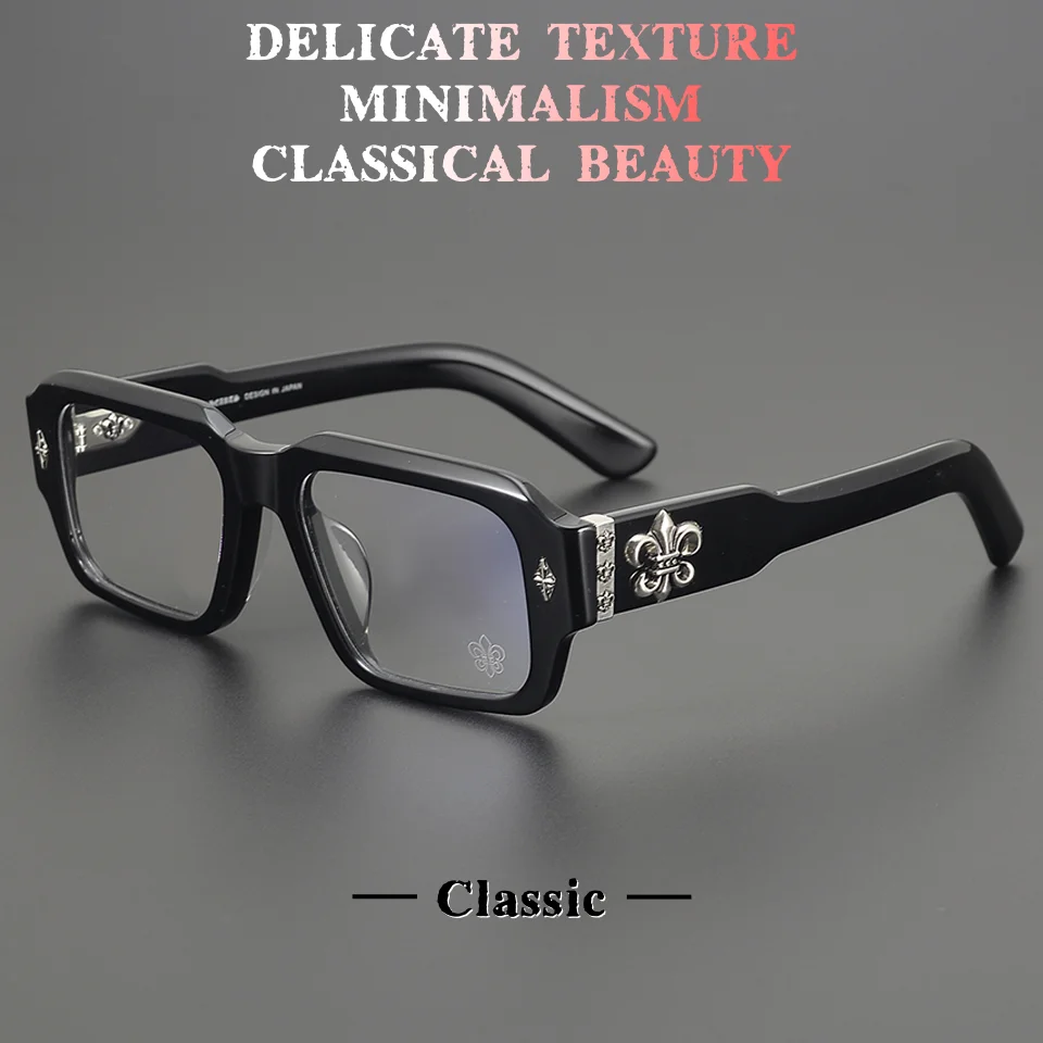 

Роскошная квадратная оправа для очков в стиле ретро для отдыха в большой оправе для мужчин и женщин, модные украшения, оптические ацетатные очки по рецепту