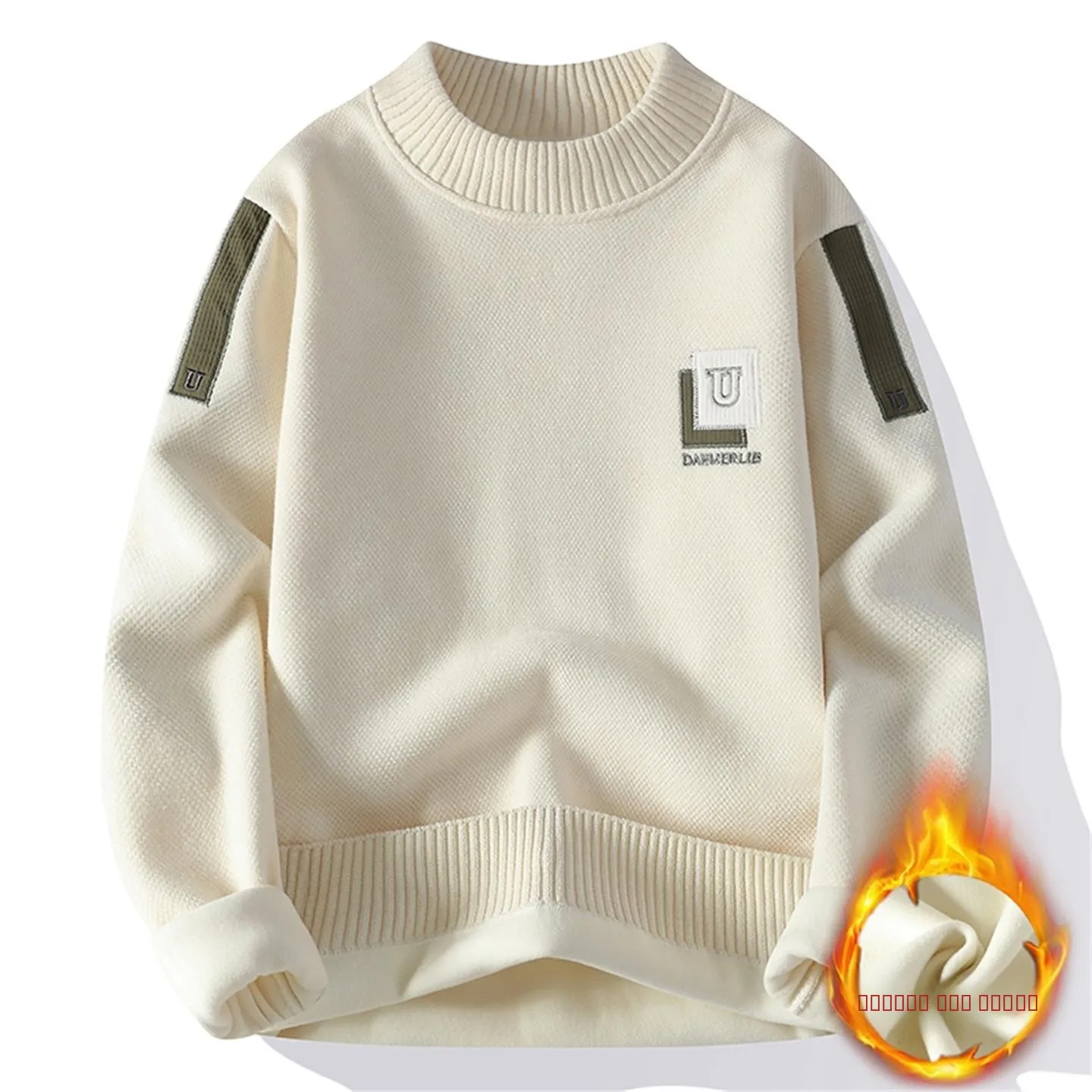 

Thiened Fce на подкладке круглый мужской свитер Winter Faion теплый топ Long Sve Urban Sle вязаная повседневная одежда