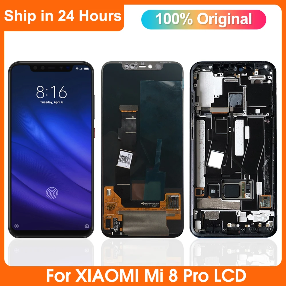 

Original 6.21"For Xiaomi Mi 8 Pro M1807E8A LCD Display Touch Screen Digitizer Assembly with Frame For Xiaomi Mi8 Pro Replacement