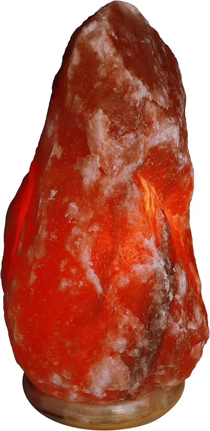 

Natural Himalayan Salt Crystal Lamp, 11.5" Tall with Soft Therapeutic Light on Onyx Base, Dark Orange Hue
