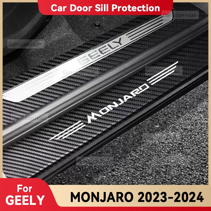 Car Carbon Fiber Door Sill Sticker For GEELY MONJARO 2023 2024 Threshold Pedal Anti-scratch Interior Decoration Accessories