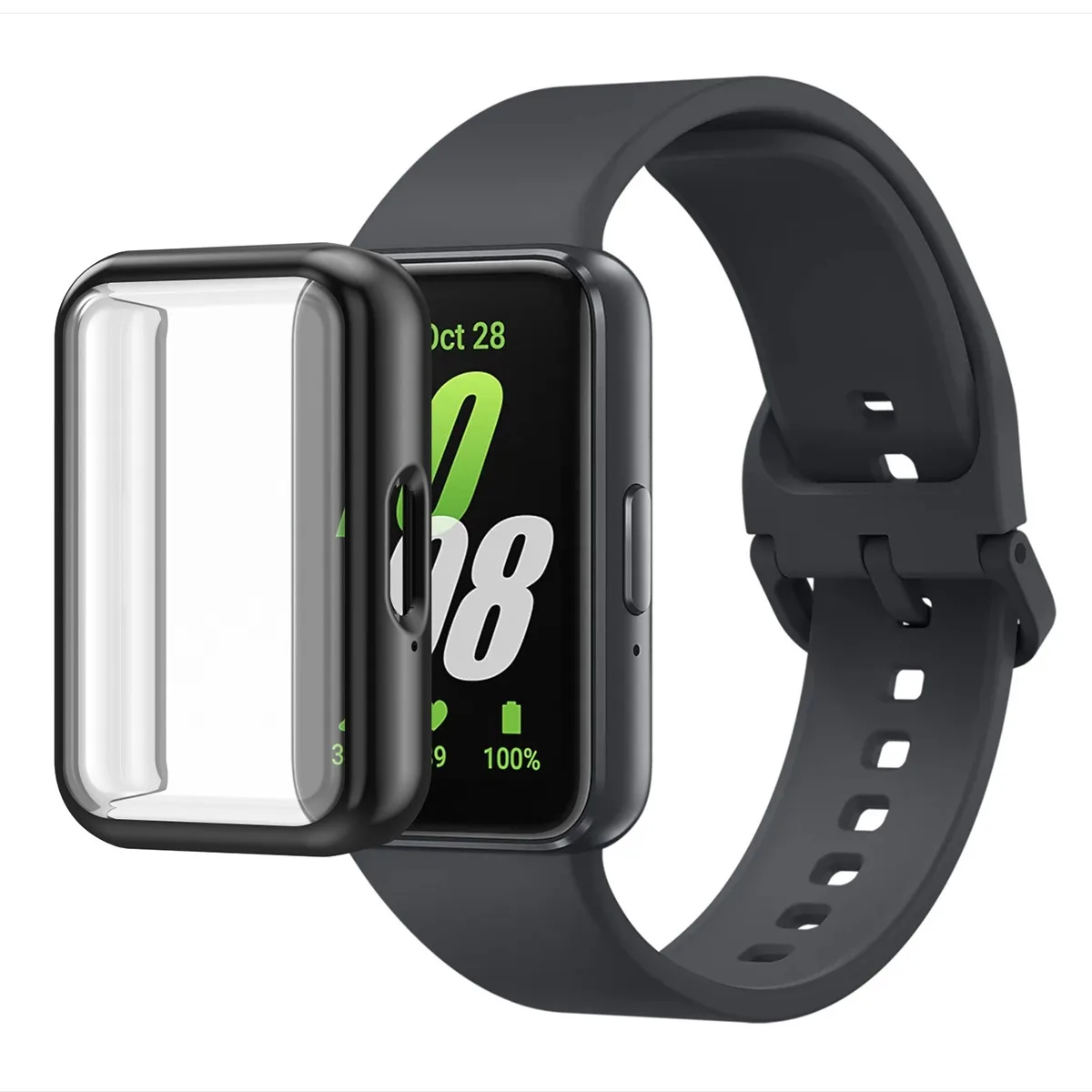 Zachte hoes + siliconen band voor Samsung Galaxy Fit 3 Officiële bandarmbandkit Correa voor Galaxy Fit3 Beschermende schaalaccessoires