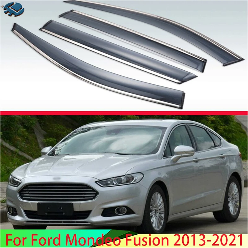 Viseras Exteriores de Plástico para Ford Mondeo Fusion 2013-2021, Parasoles para Ventanas, Protección Contra Sol y Lluvia, Deflector 2014 2015 2016 2017 2019