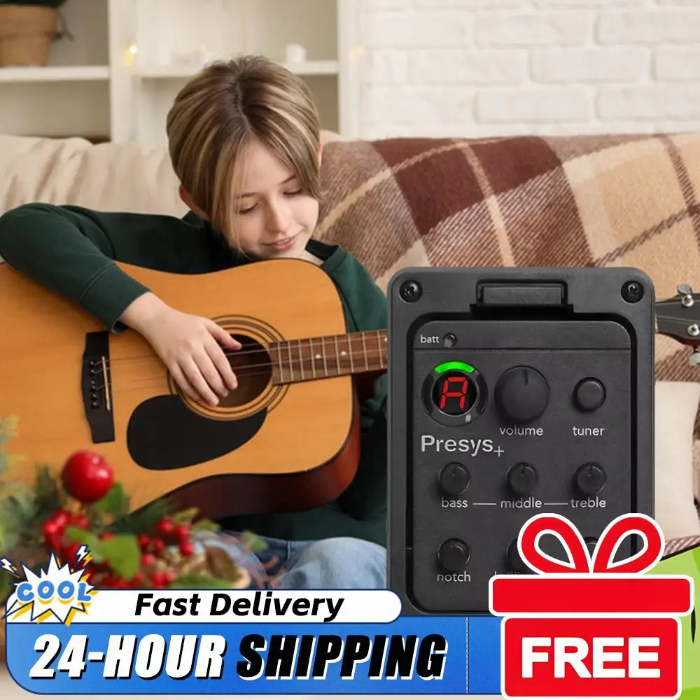 201 Classic Acoustic Guitar EQ Tuner Piezo Pickup Onboard Preamp System 4-Band Equalizer Mic Blend Preamp for Fishman Presys+
