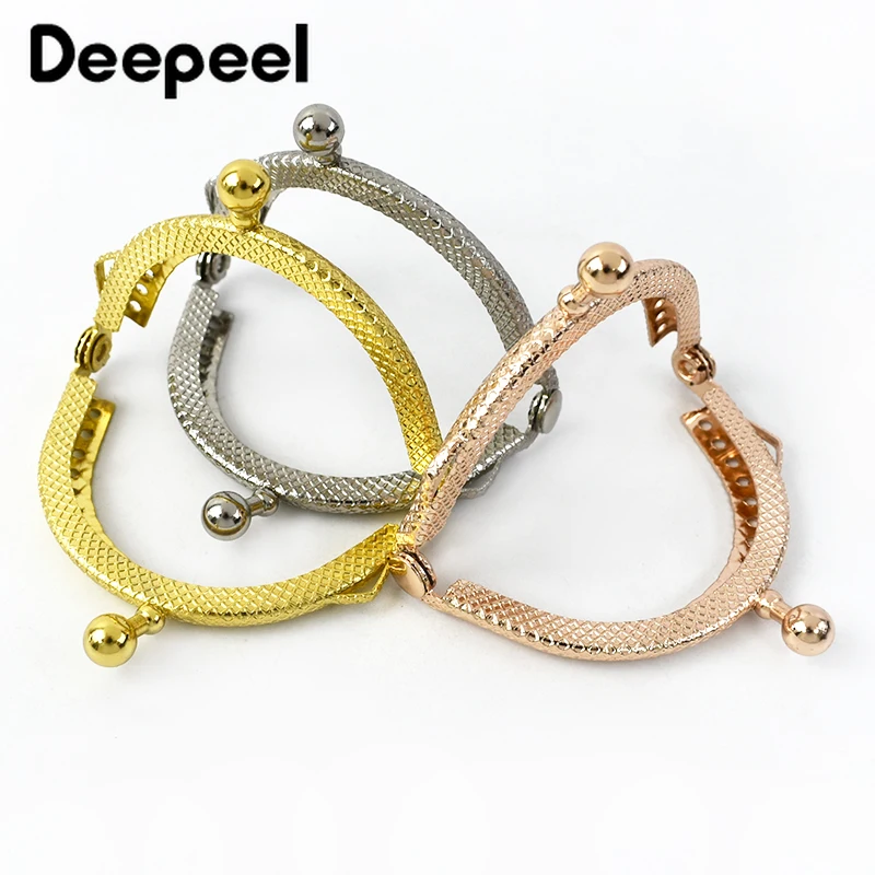 5/10 Stück Deepeel 5 cm geprägte Metall-Geldbörse Rahmen Taschengriff Doppelohr-Geldbörse Kussverschluss DIY MouthGold Taschen Anhänger Zubehör