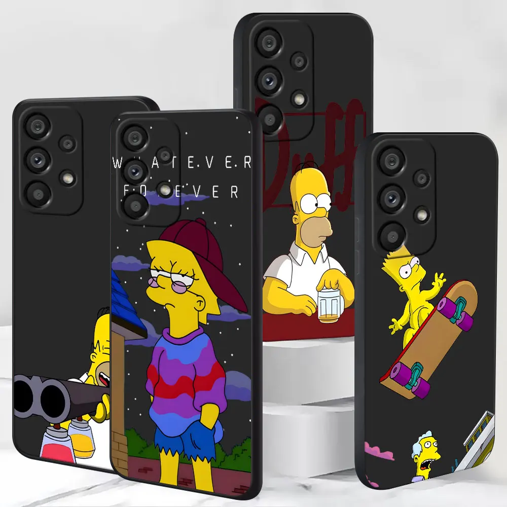 TPU Frosted Case for Samsung Galaxy A10s A20s A70s A06 A9 A7 A8 A04s A50s A5 A04e Black Phone Cover Lisa Homer Jay Simpson Bart