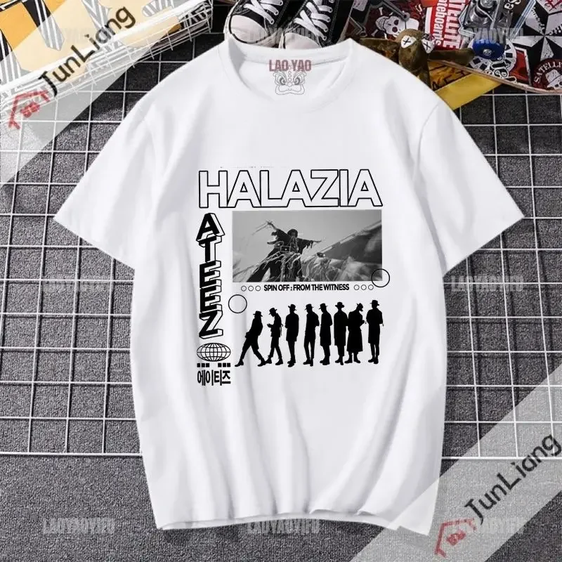 Ateez Harajuku Fashion Korean Singing Group Aesthetic Clothing Cutecore T-shirts Zevity Y2k Tops Kpop Manga Woman Graphic