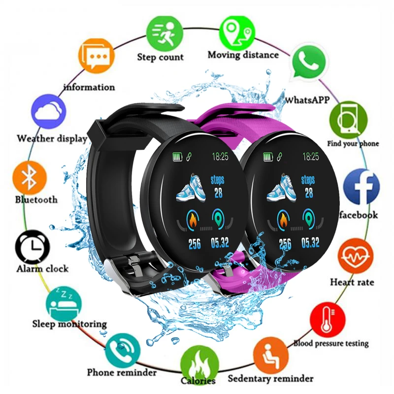 D18 Smartwatch Circular Color Screen With Multiple Sports Modes Call Information Reminder Photo Taking Music Smart Watches часы