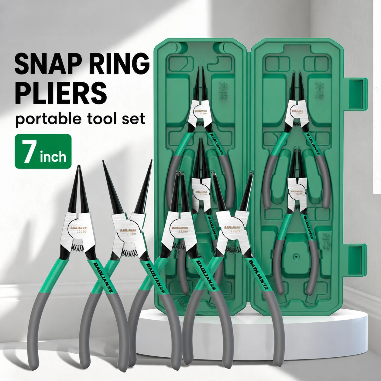Snap Ring Pliers for Terminals Set 7 Inches Heavy Internal/external Duty Straight Remover Cela Retaining Bent Lock Clamping Clip