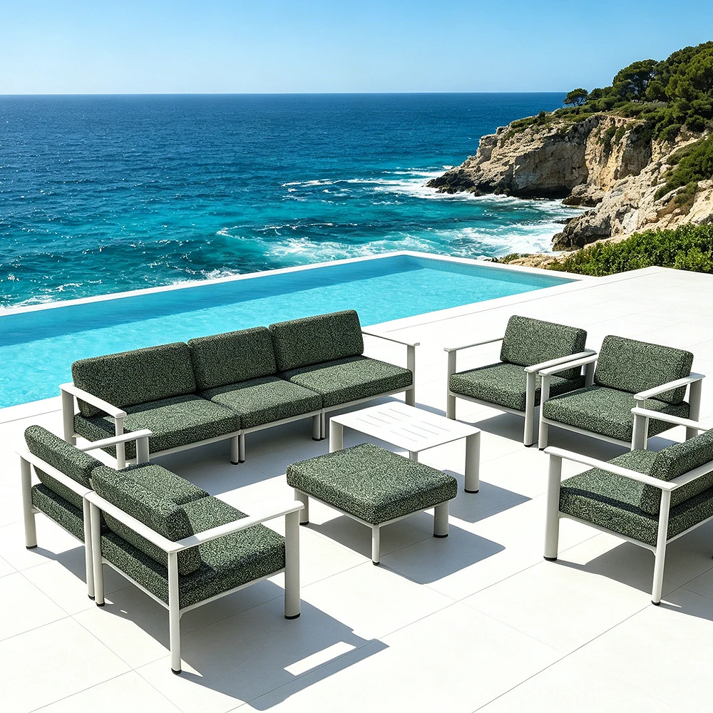 ft-Modern Aluminum Garden Sofa Set Water Resistant Comfortable Cushion Outdoor Sofa Villa Patio Hotel Courtyad#
