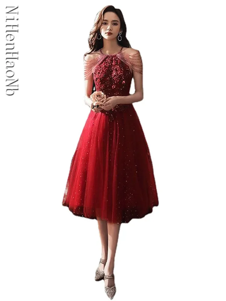 

Роскошное винное платье с блестками и кисточками, женское платье Quinceanera, вечернее платье для выпускного вечера, банкета, вечеринки