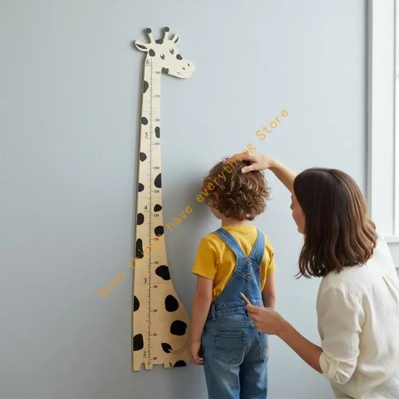 

Wooden Giraffe Growth Chart Kids Height Ruler for Wall Decoration Removable Nursery Height Chart for Growth Tracking 55KF