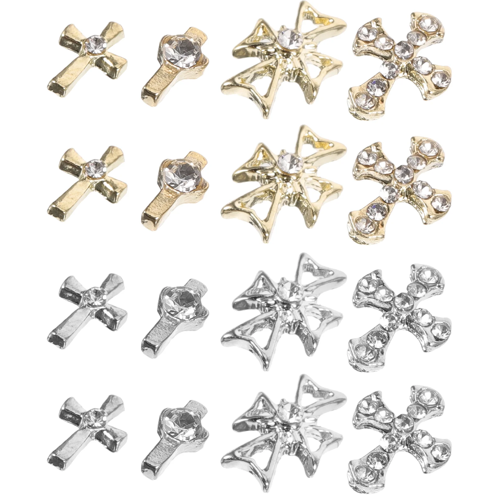 80 Pcs Manicure Nail Decoration Jewelry Cross Accessories Charms for Acrylic Nails Gems Flash Rhinestones Metal Miss