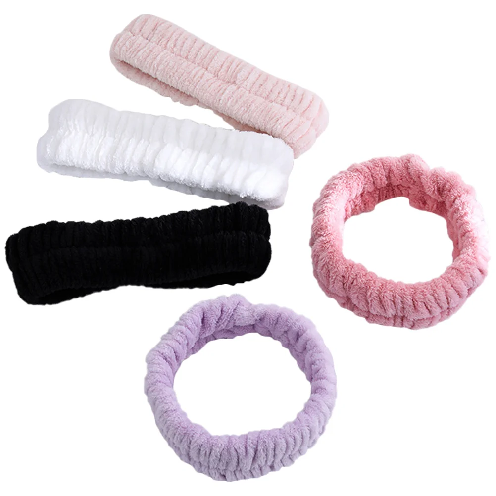 5 pçs anel de cabelo faixa de lavagem rosto miss headbands tecido de cuidados com a pele fuzzy para mulheres spa