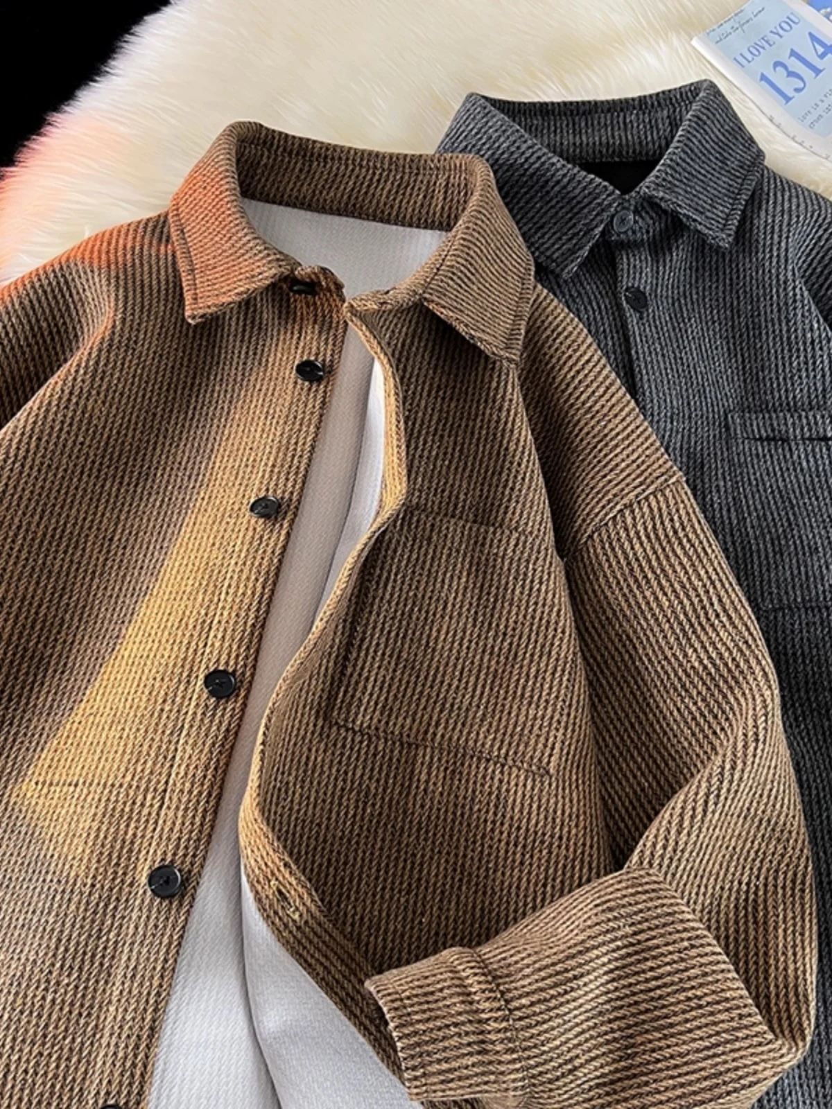 

Мужская вельветовая куртка оверсайз в стиле ретро из Гонконга, весна-осень, с длинным рукавом, свободного кроя, в американском стиле