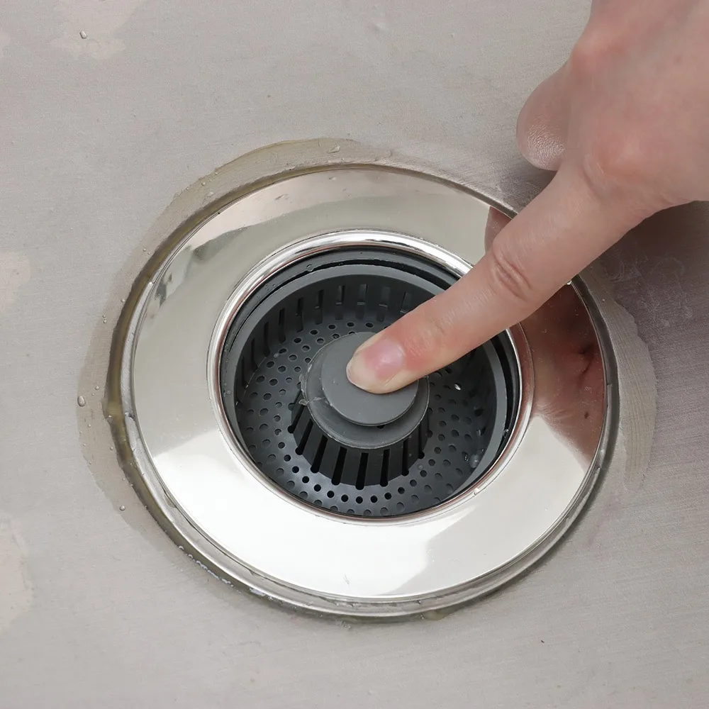 

Stainless Steel Sink Drain Strainer Kitchen Sink Plug Anti-Clog Sink Food Catcher Basket Pop-Up Anti-Odor Sink Drain Stopper