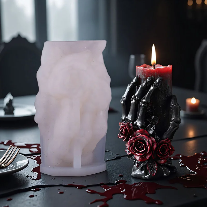 Bone Hand Series Aromatherapy Candle Silicone Mold Diy Halloween Skeleton Candle Making Supplies Horror Skeleton Hand Grinder