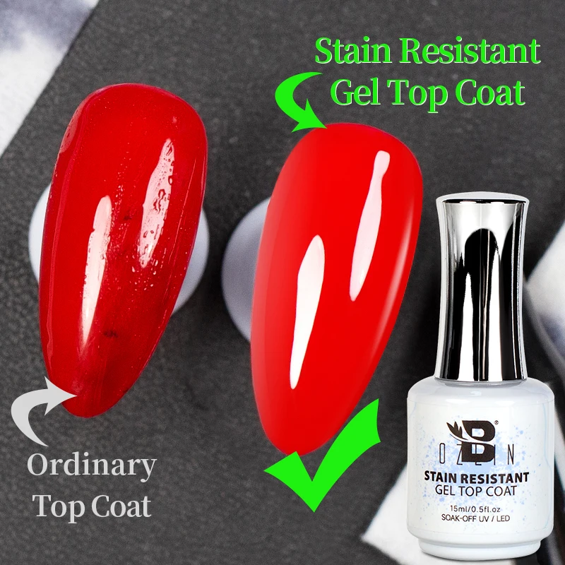 NEW Stain Resistant Gel Top Coat Gel Nail Polish UV Diamond Topcoat No Wipe Sealer Gel Finish Manicure Nail Art Salon Quality