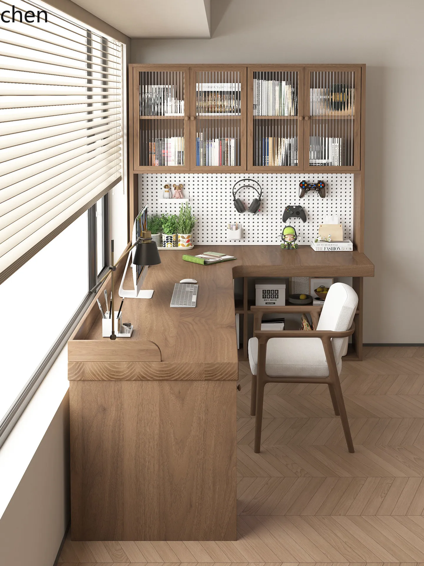 CZ Corner Solid Wood Desk Bookshelf Bedroom Pegboard Long Workbench Office Large Board L-Shaped Computer Desk Desktop Corner