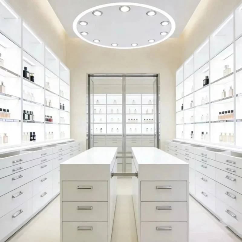 custom.Custom Modern Cosmetics Shelf Design Cosmetic Rack Display Beauty Salon Hair Salon Furniture Perfume Shop Tall Display Ca