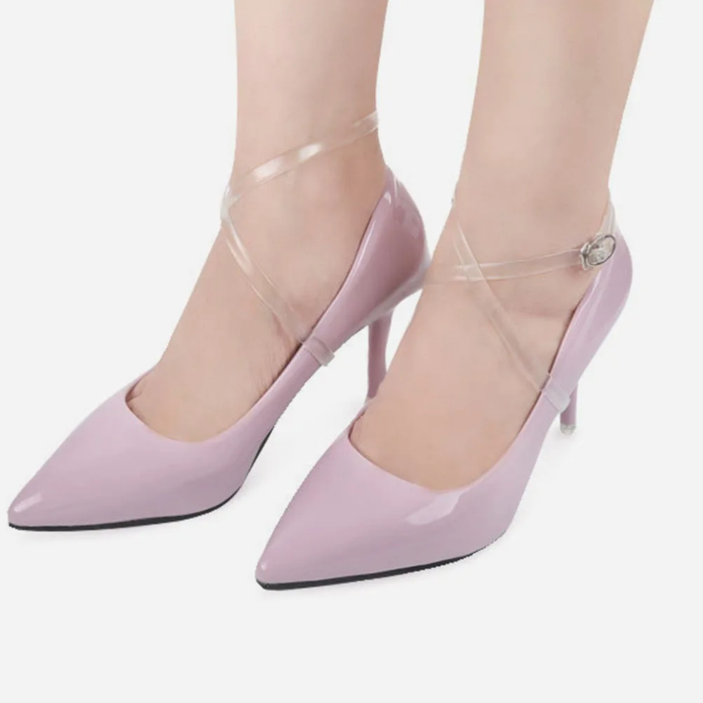 4 pary odpinanych pasków TPU do szpilek damskich, przezroczyste sznurówki zapobiegające zwijaniu się, praktyczne akcesoria