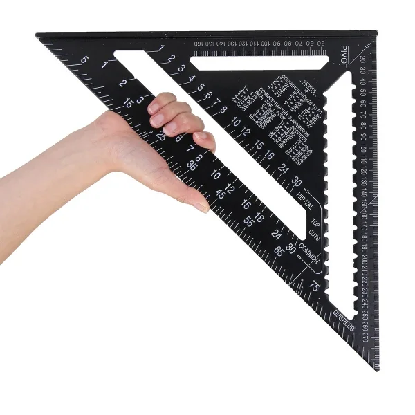 Alumínio Alloy Triângulo Ângulo Régua Woodworking Medição Ferramenta Square Layout Gauge Leitura Rápida 30cm 12