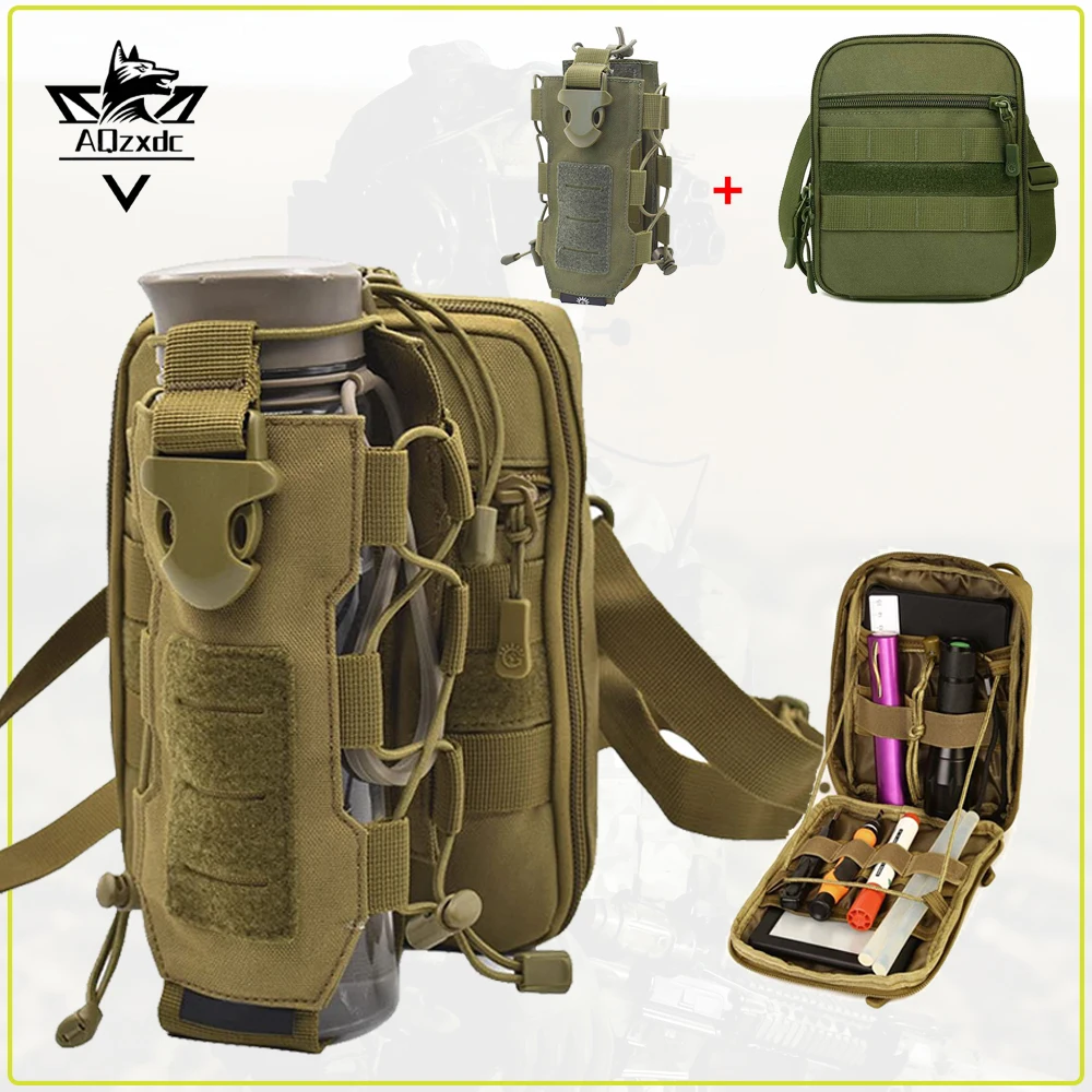 

Tactical Molle Bag Water Bottle Holster Set Airsoft Multipurpose EDC Pouch Pack with Shoulder Strap Camping Hunting Accessories
