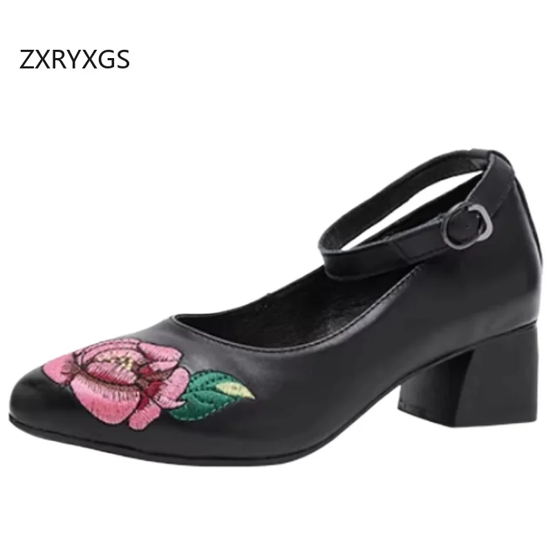 zxryxgs-2026-new-premium-cowhide-embroidered-shoes-ladies-fashionable-shoes-banquet-wedding-shoes-women's-thick-mid-heels-tide