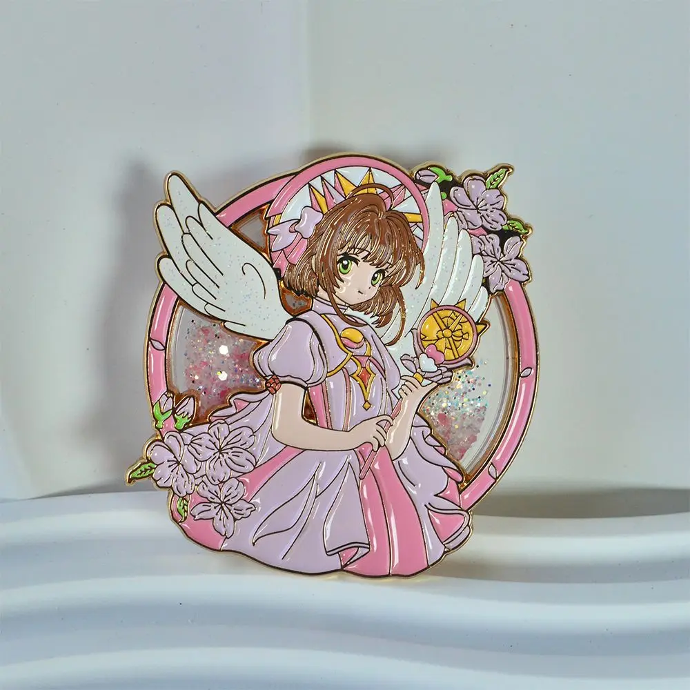 Alfileres de Quicksand Sakura Cardcaptor de Anime, insignias de Metal KINOMOTO SAKURA, broches de Manga para bolso, mochila, ropa, solapa, regalo de Cosplay