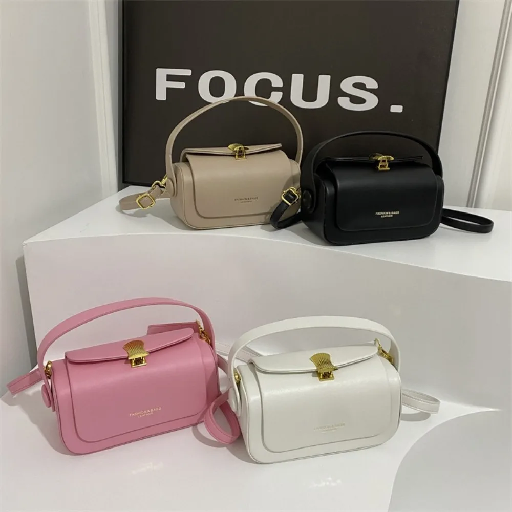 

New Solid Color Shoulder Bag Large Capacity Textured Leather Tote Purse Square Bag Women