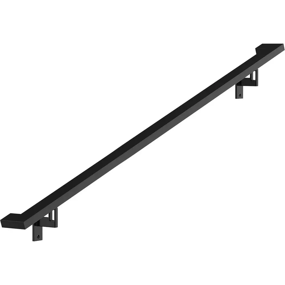 Matte Black Aluminum Handrail DIY Kit with Adjustable Brackets, 6' Length
