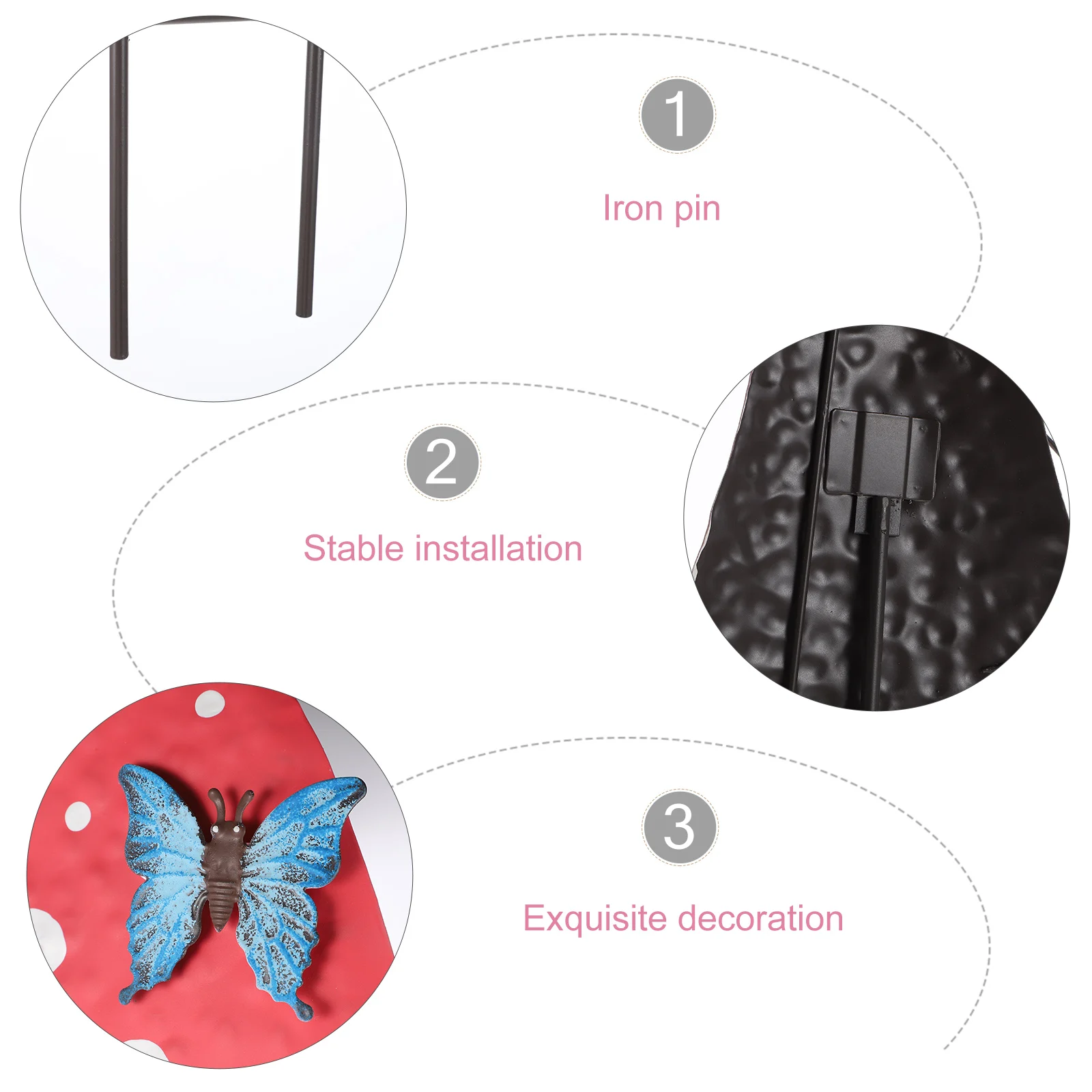 

Metal Mushroom Decor Outdoor Weather Resistant Uv Proof Garden Stake for Lawn Yard Patio Walkway Pathway Decoration