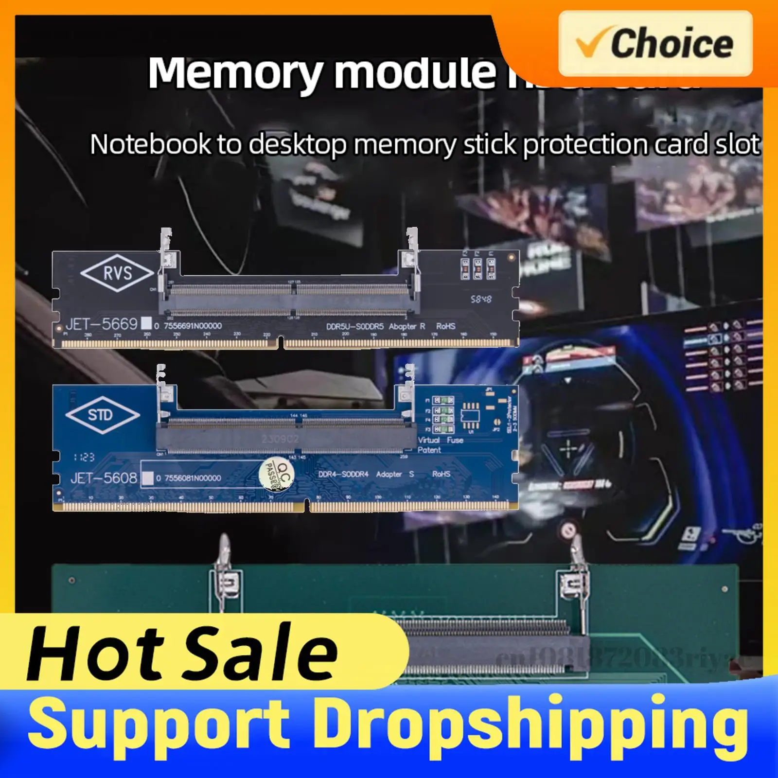 SO-DIMM to PC DIMM Memory Adapter Card Compatible with DDR3/DDR4, Easy Installation for Laptop to Desktop RAM Upgrade Connector
