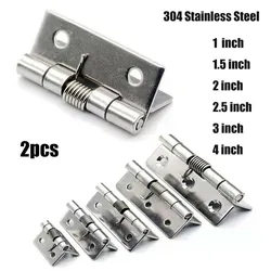 2pcs Self Closing Spring Hinge Stainless Steel Door Hinges Cabinet Hinge Furniture Hardware Accessories 1/1.5/2/2.5/3/4 Inch