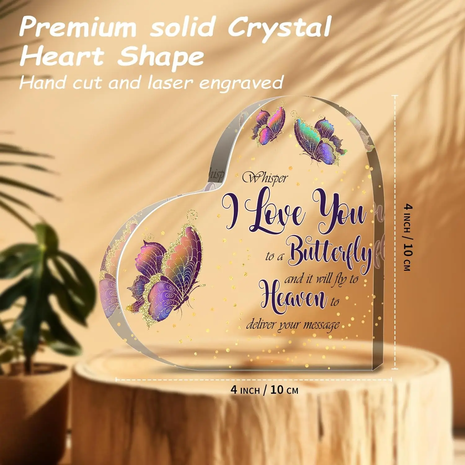 Sympathy Gifts Memorial Bereavement Gifts, Crystal Glass Heart Table Remembrance Decorations for Loss of Loved