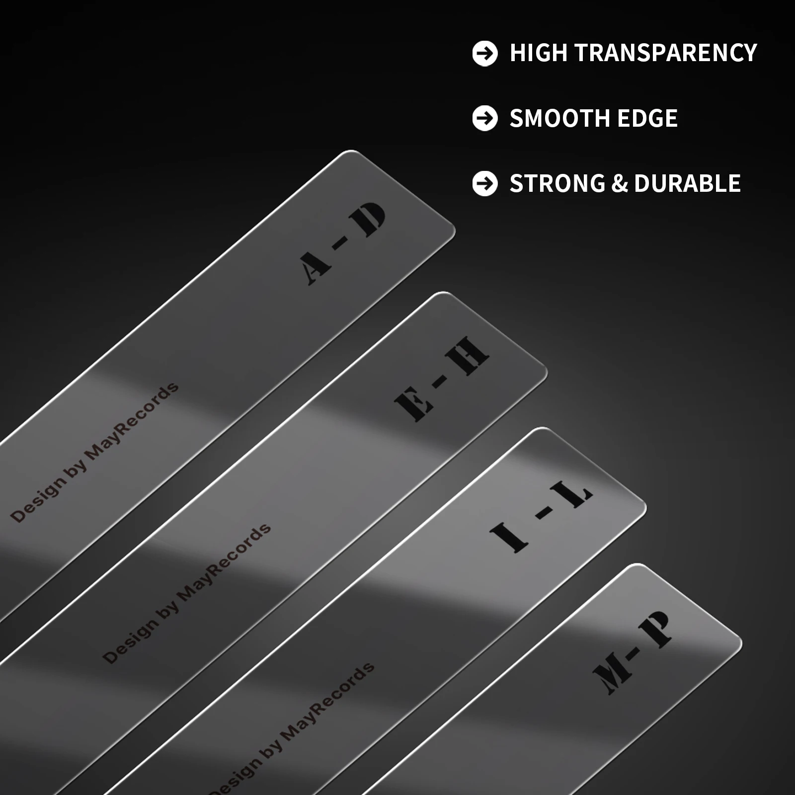 6pcs LP/CD 알파벳 색인 카드 비닐 레코드 분배기 알파벳 탭 분류 카드 아크릴 투명 가로 세로